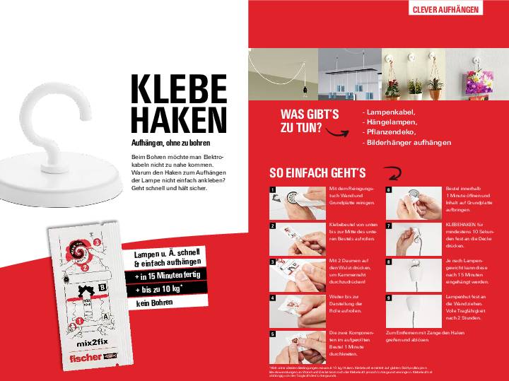 Adhesive Hook Advertising with Mounting Instructions. Key Functions: Hanging Lamps, Picture Frames, and Decorations without Drilling.