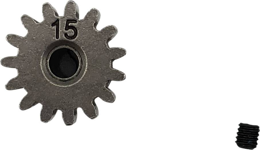 A metallic gear wheel with the number '15' and a small, separate threaded screw adjacent to it.