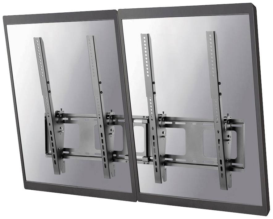 Pivoting wall-mounted TV bracket, showing two screen orientations: left positioned straight, right angled downwards.