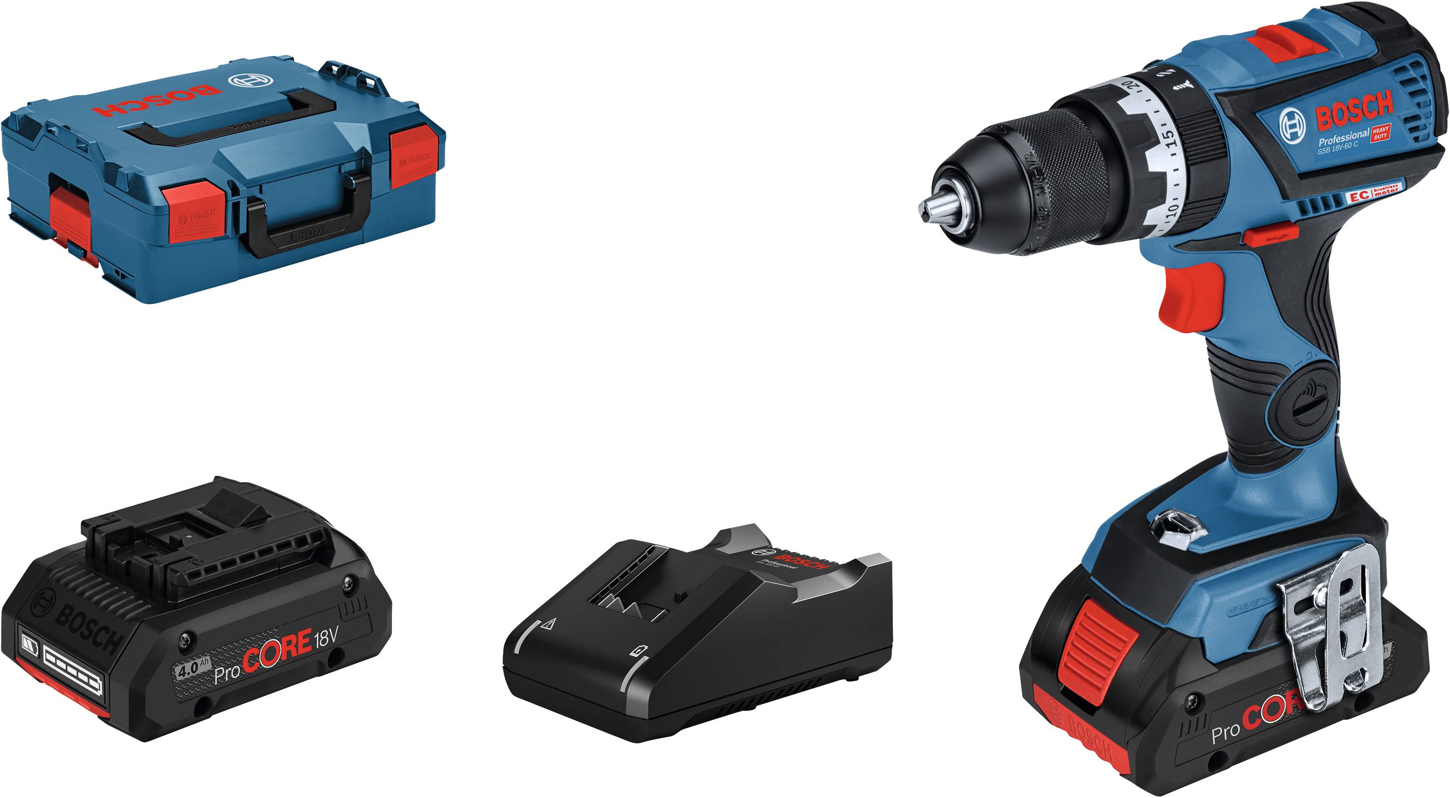 Bosch Professional GSB 18V-60 C 2-speed-Cordless impact driver incl. case, incl. spare battery