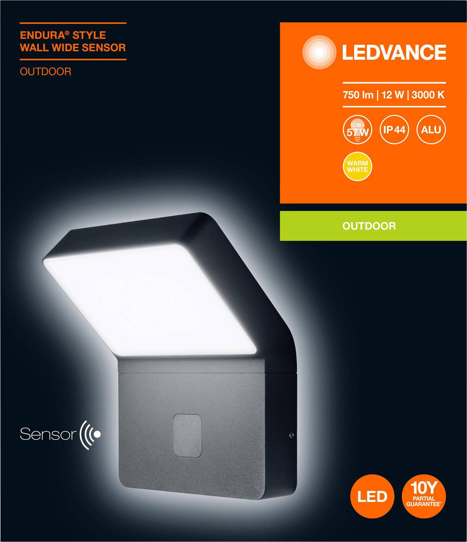 LEDVANCE ENDURA® STYLE WALL WIDE L 4058075205666 LED outdoor wall light 12 W Dark grey