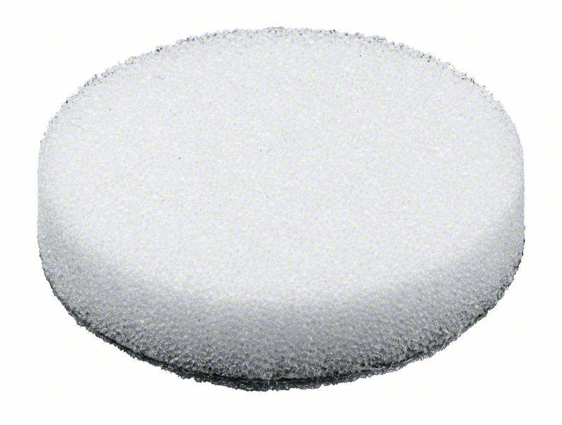 A white, round filter foam material used for cleaning or filtration.