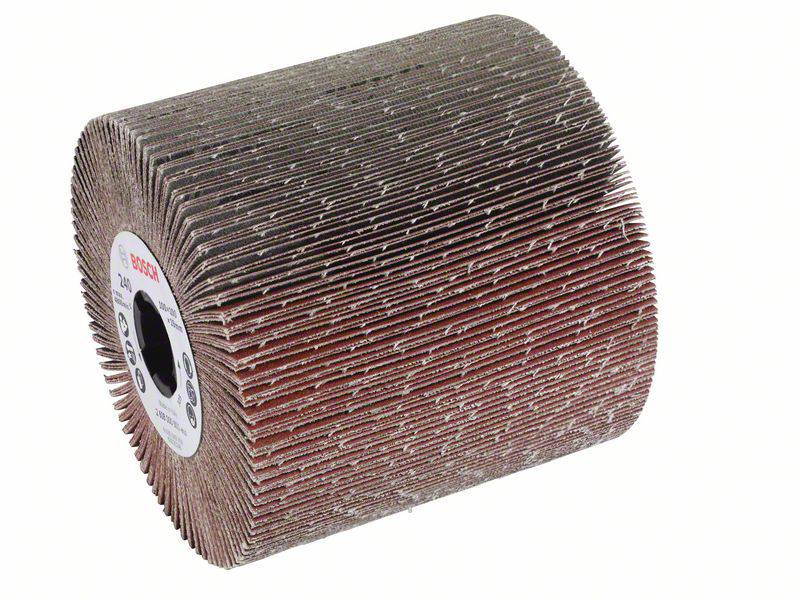 Grinding roller with a coarse, textured surface and a central mounting aperture, suitable for material processing and polishing work.