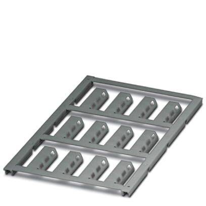 A rectangular metal frame with several elongated slots arranged in three rows, set against a white background.