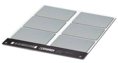 Six rectangular grey sticky notes on a black card with barcode and text 'Compression Thermal Imager Calibration'.