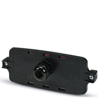 Black, rectangular electronic component with a central screw.
