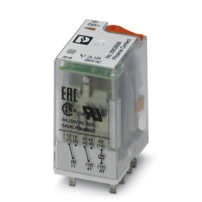 A transparent relay with labels. EAC and VDE marks are visible. Label reads 'Efinder Relays RY2S series'.