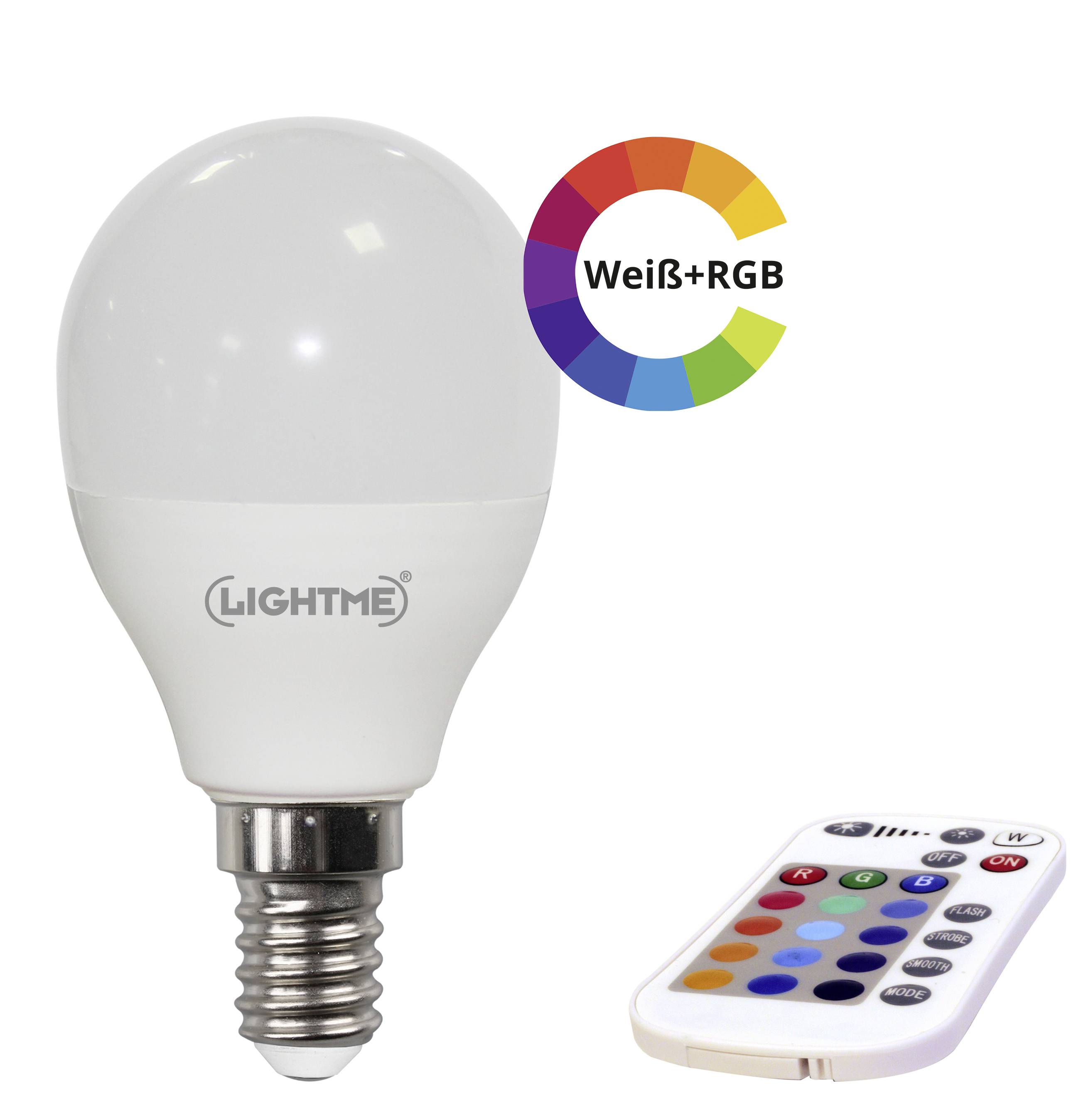 LightMe LM85392 LED (monochrome) EEC F (A - G) E14 Teardrop shape 4.9 W = 40 W Warm white (Ø x L) 47 mm x 91 mm colour-changing