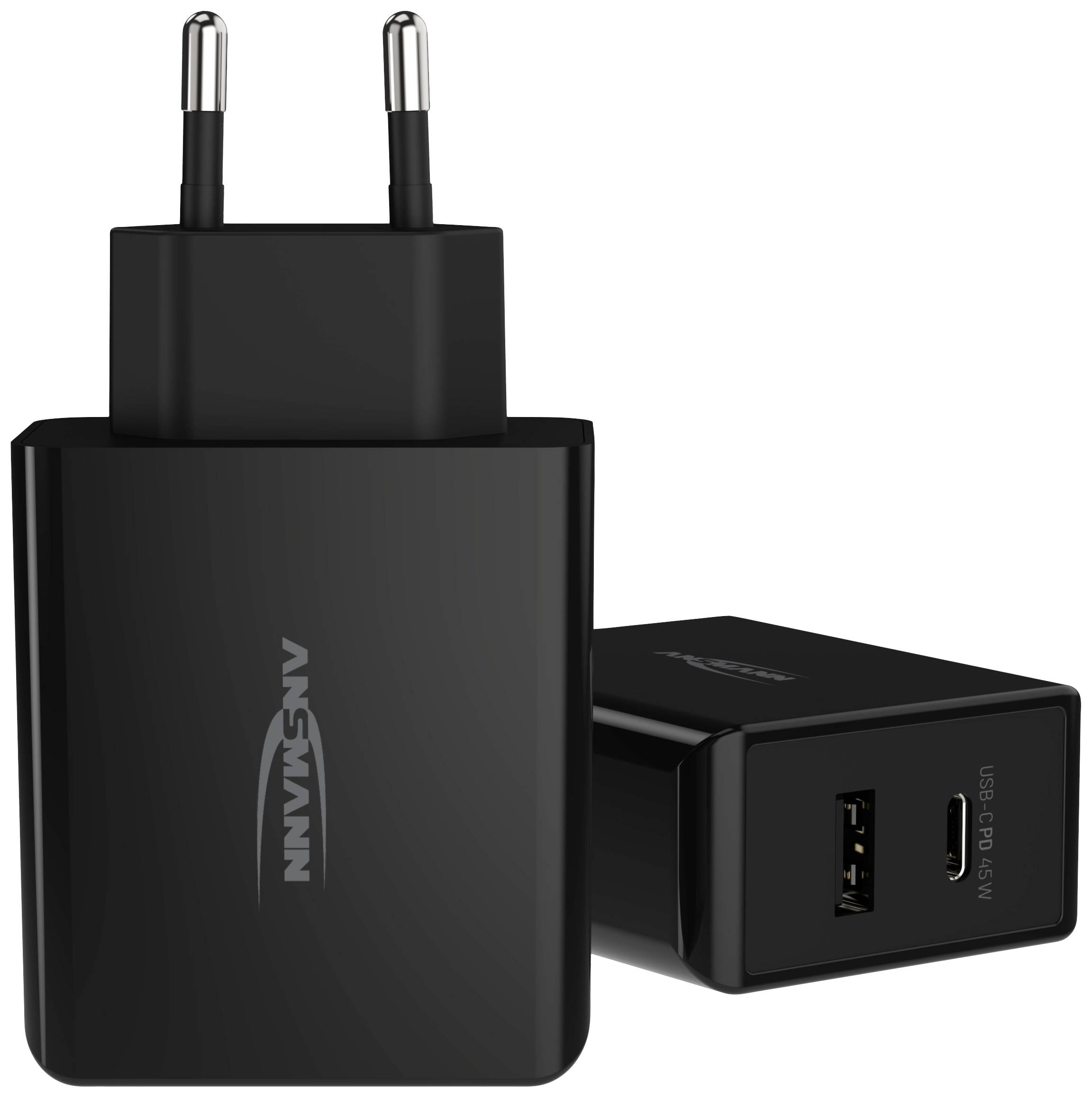 Ansmann Home Charger 247PD USB charger 45 W 1x USB-A, 1x USB-C® Power Delivery Black Indoors