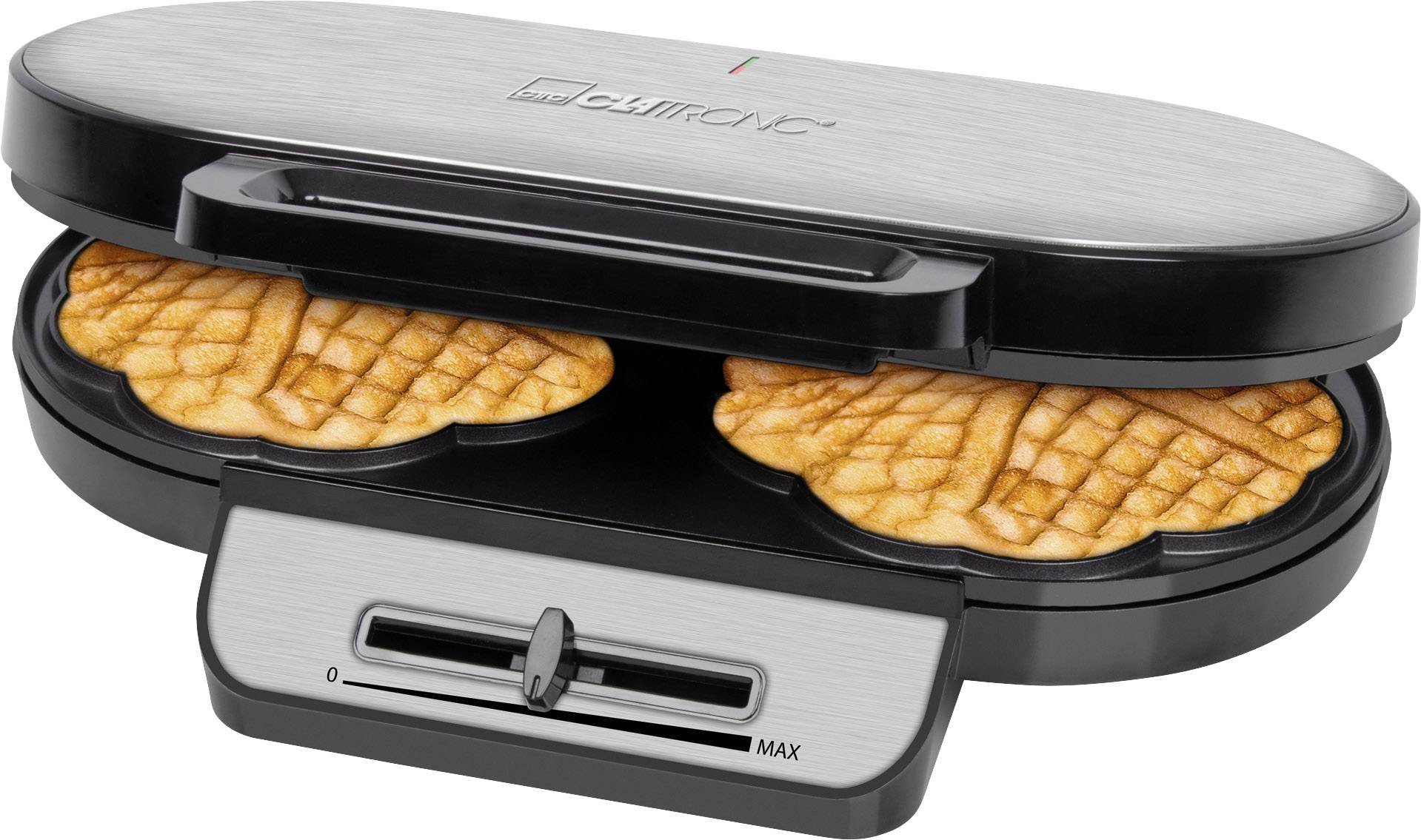 Clatronic WA 3745 Twin waffle maker Inox finish, Black