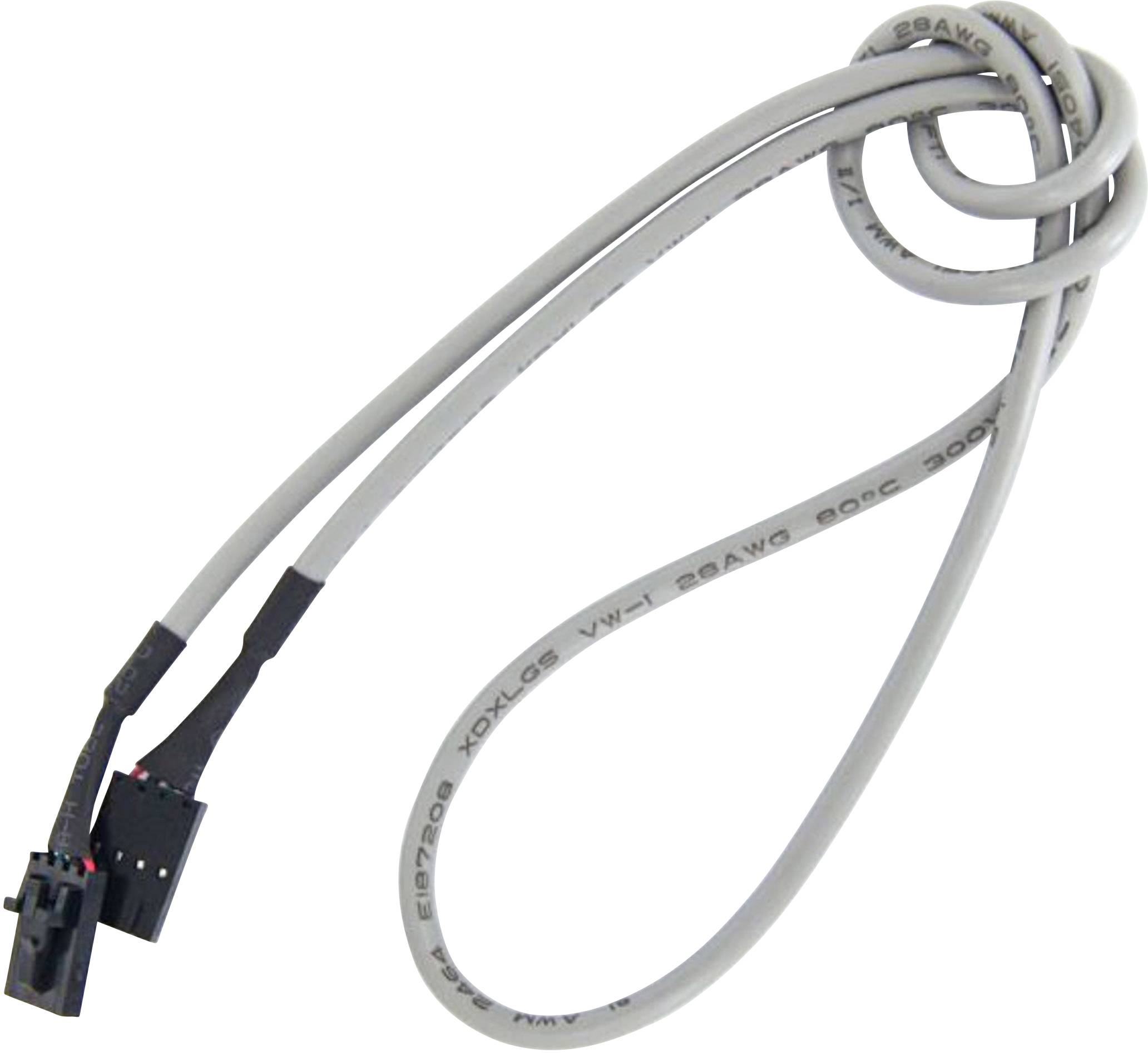 A grey, knotted cable with two black connectors at its ends.