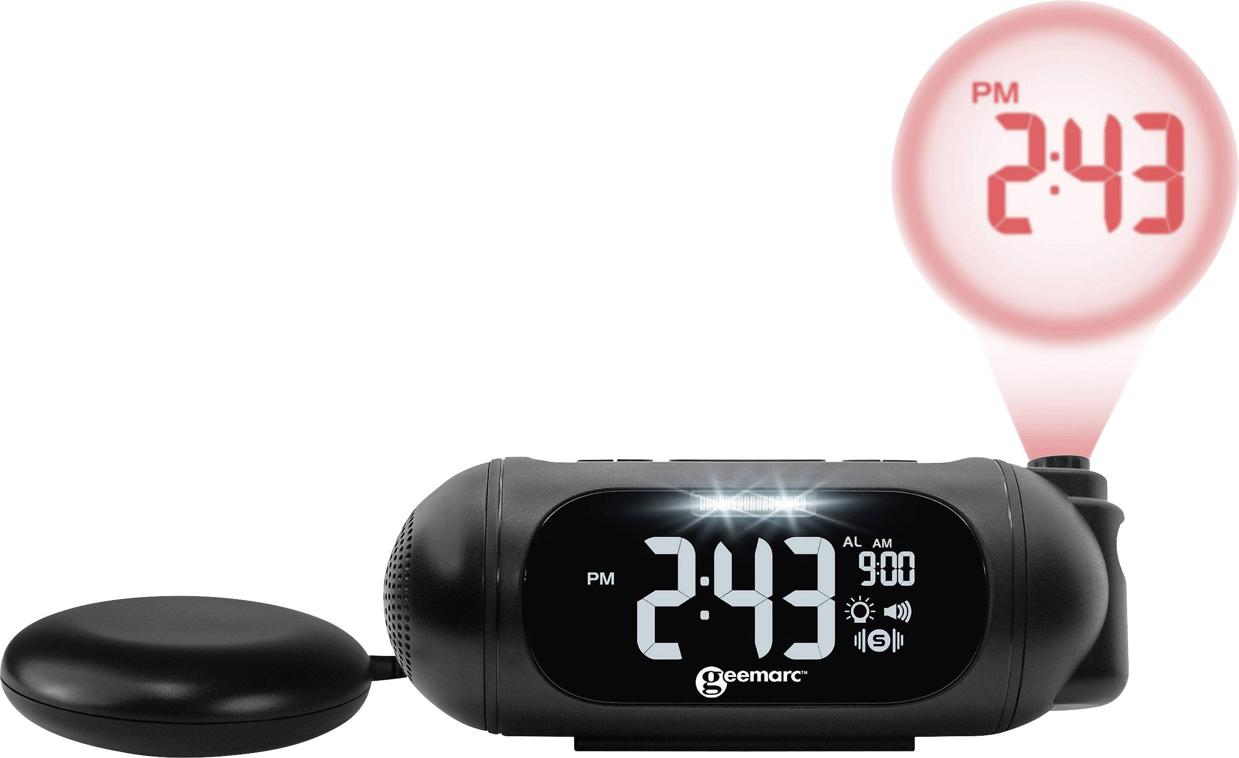 Geemarc JWNS-SPOT_BLK_VDE Electronic Alarm clock Black