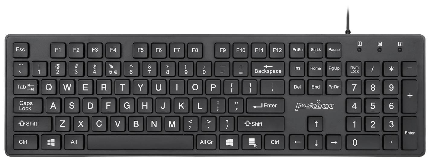 Perixx PERIBOARD-117 P DE B PS2 Keyboard German, QWERTZ Black