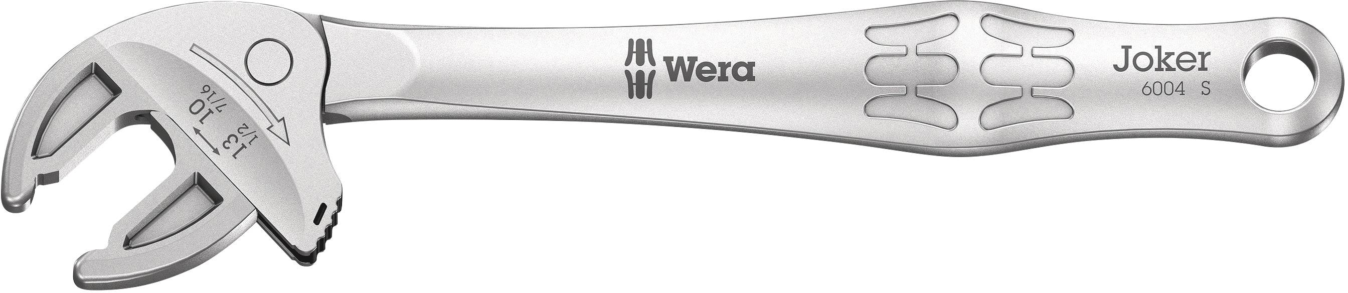 A adjustable spanner made of metal with the inscription 'Wera Joker 6004 S'.