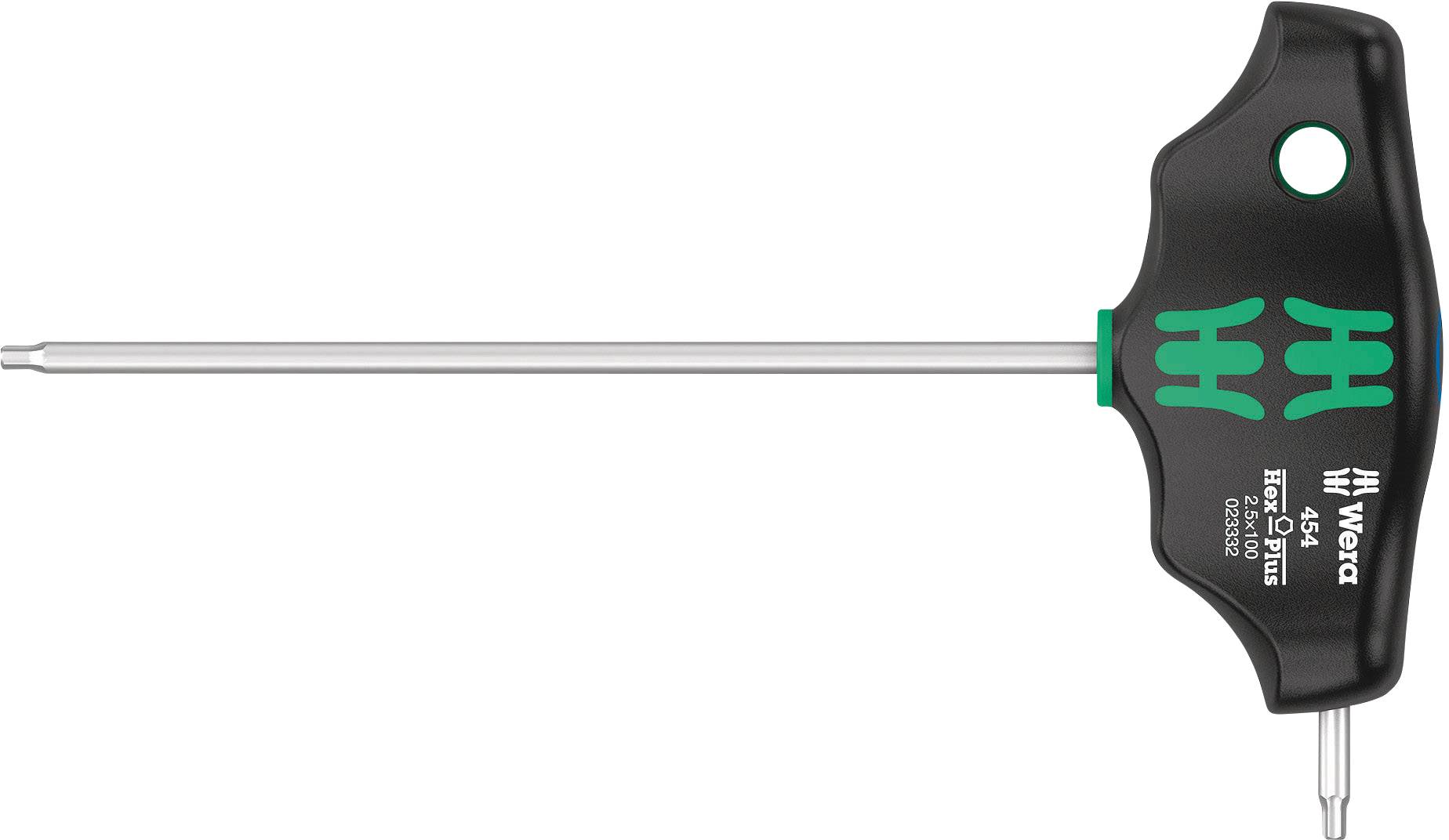 T-shaped Torx screwdriver with green and black handle and metal shaft, suitable for precise tightening or loosening of screws.
