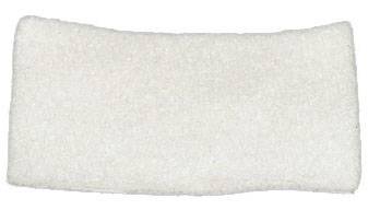 A simple, white headband made of soft material, rectangular and without any pattern.