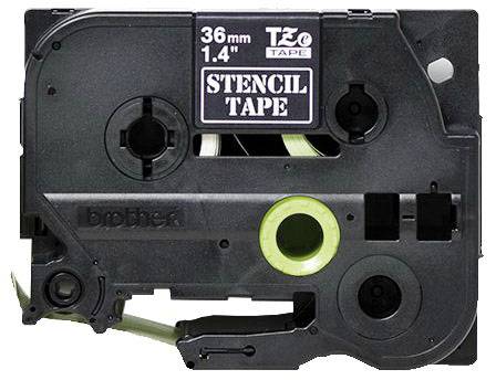 Cassette with 36mm 'Stencil Tape' for printer, black with label.