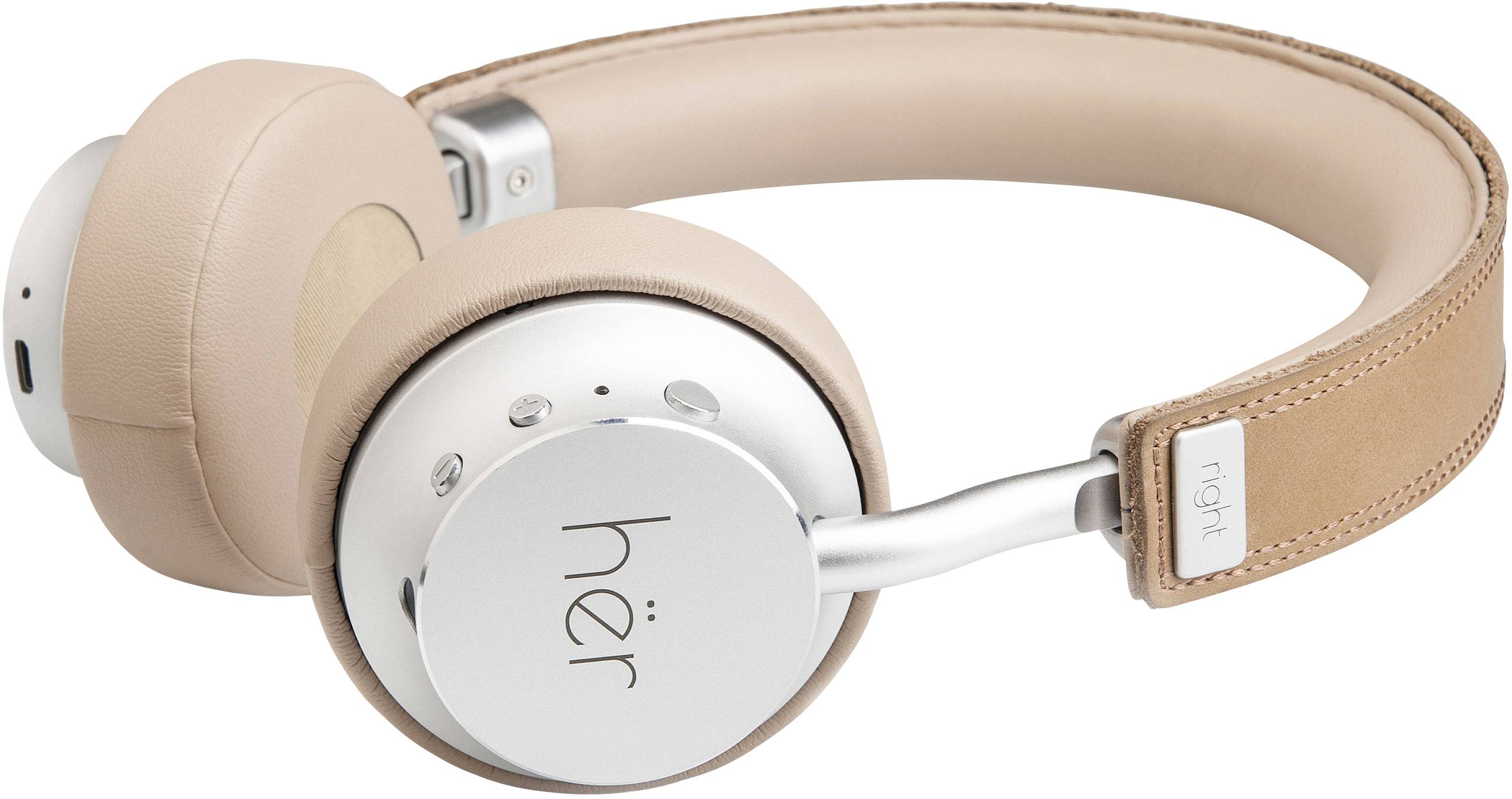 HER HF8 On-ear headset Bluetooth® (1075101), Corded (1075100) Beige, Silver Volume control