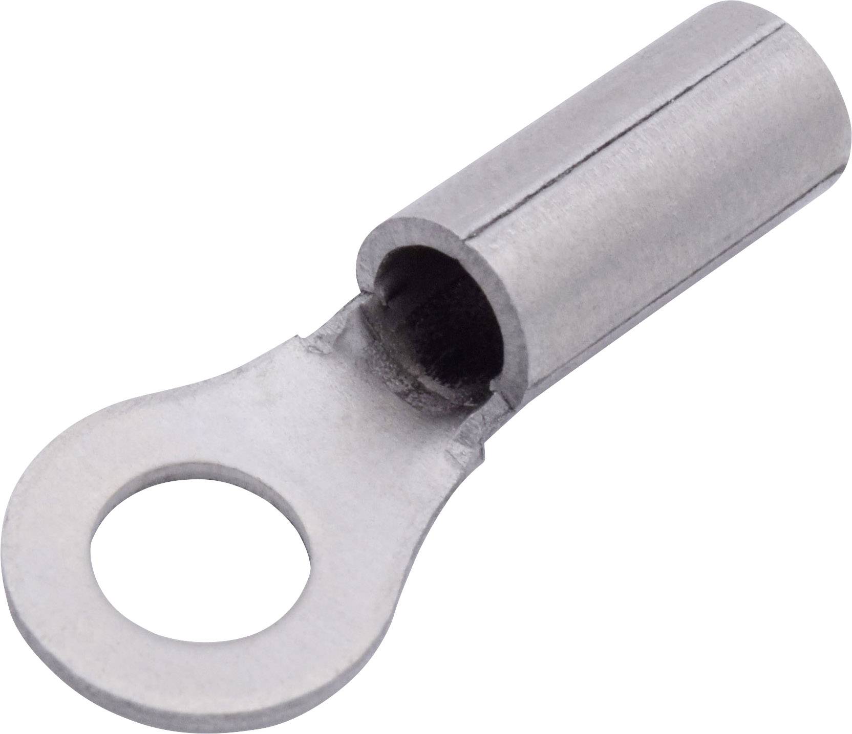 Metal ring-type cable lug used for connecting a wire to an electrical component.