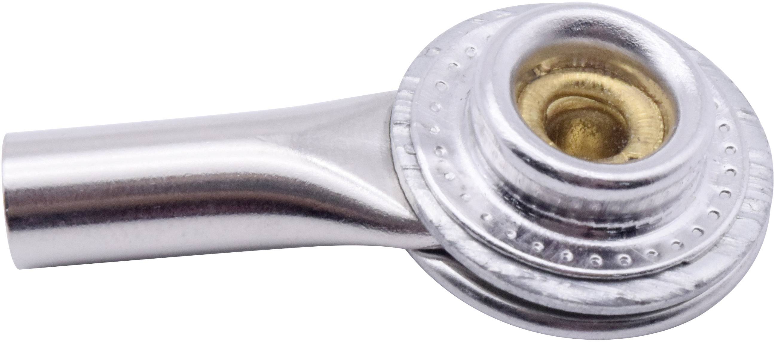 Metallic, cylindrical component with a circular opening and serrated edge, possibly a bearing or joint for industrial use.