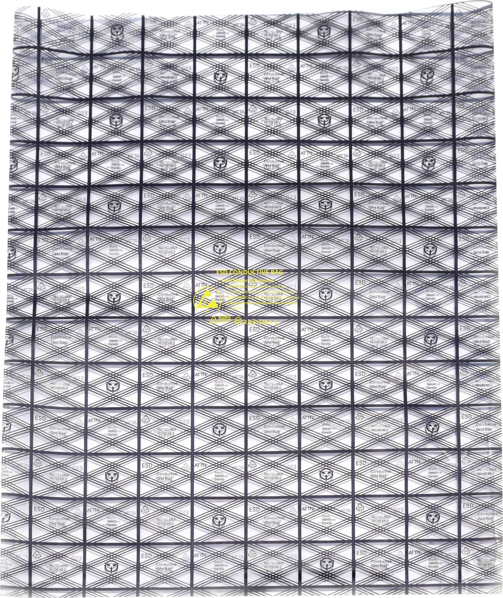 A paper pattern displays a complex, geometric design in black and white with a yellow logo in the centre.