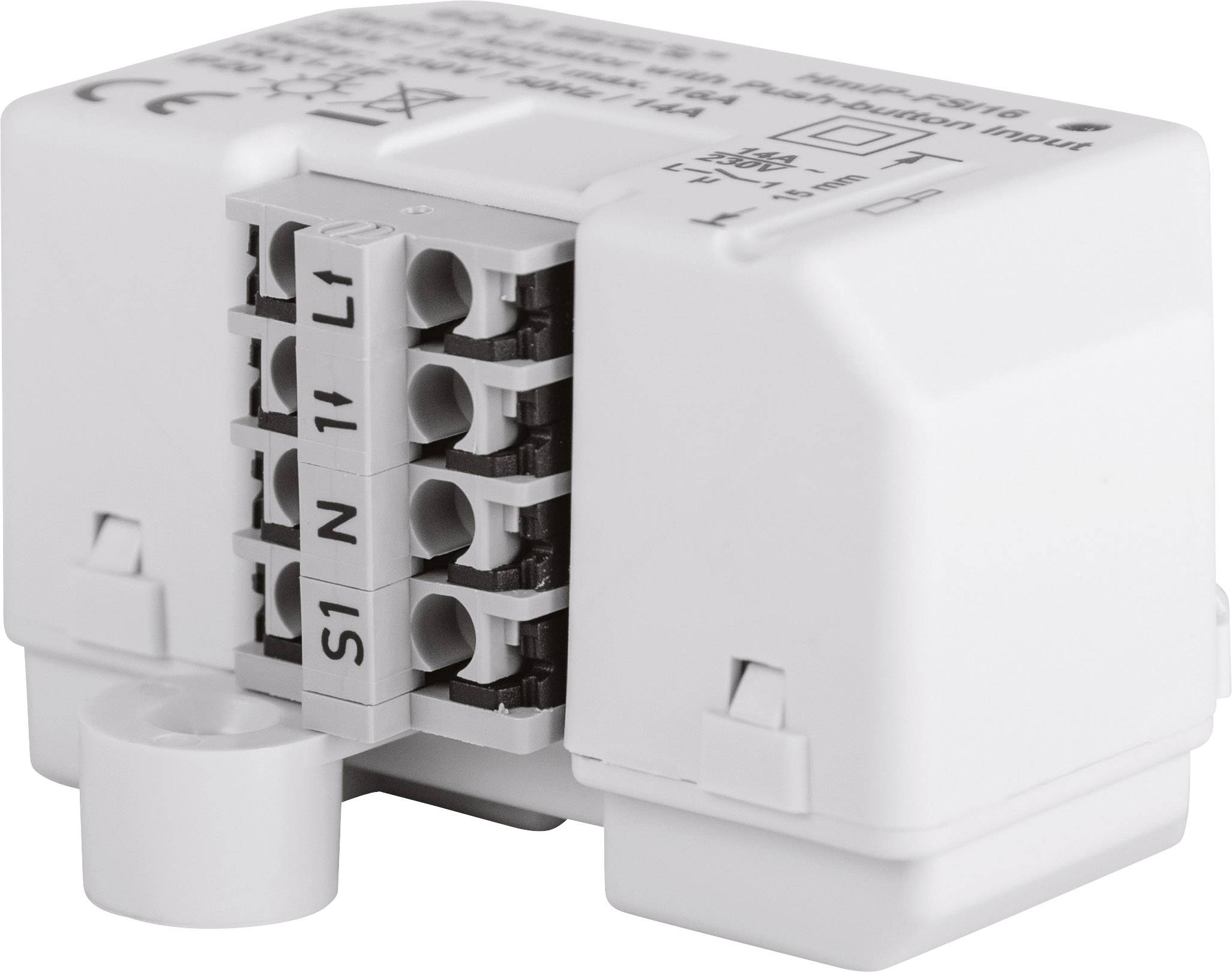A white electrical connection module with multiple terminals, suitable for wiring applications in domestic installations.