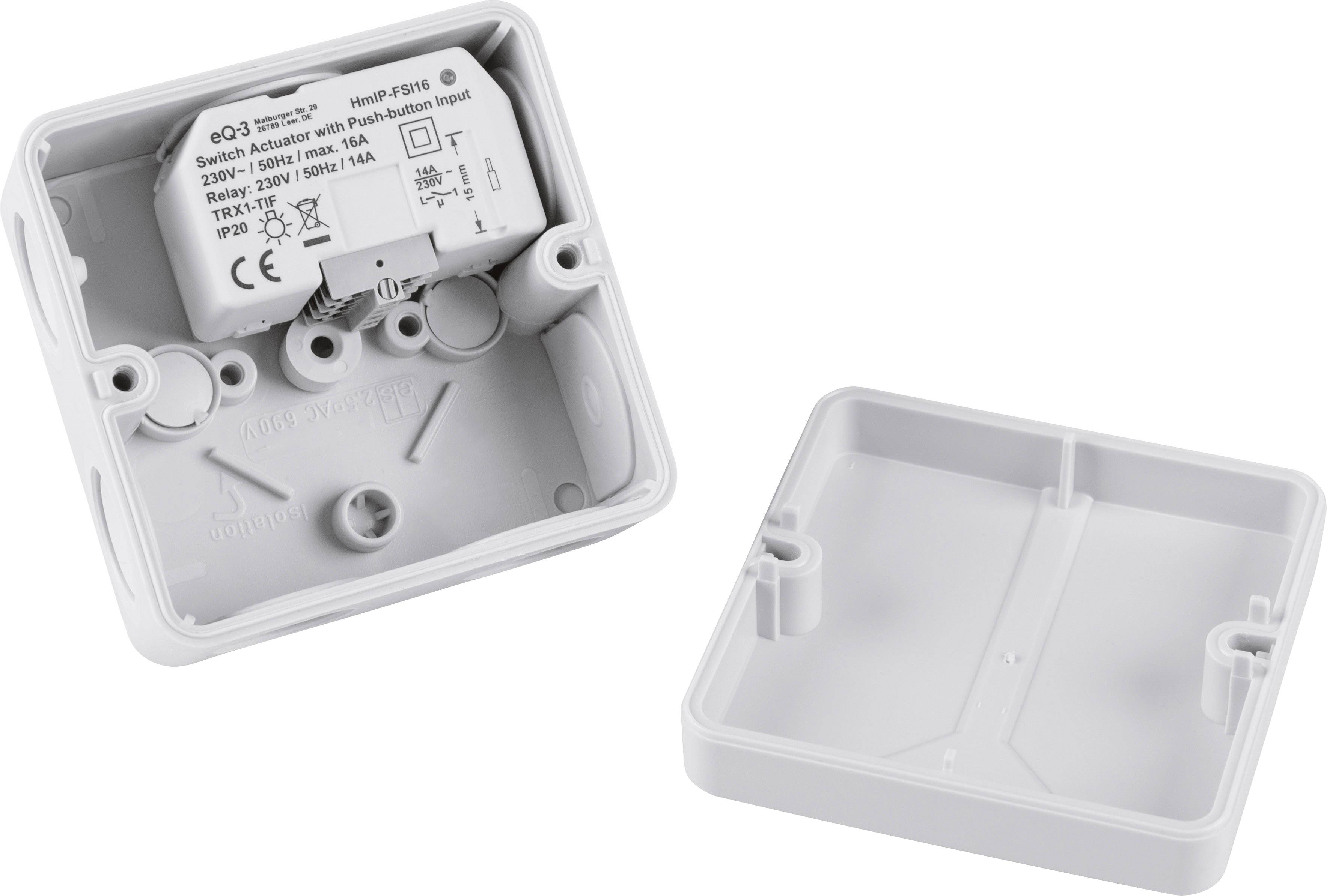 Open casing of a smart switch controller, showing internal labels and connection points.
