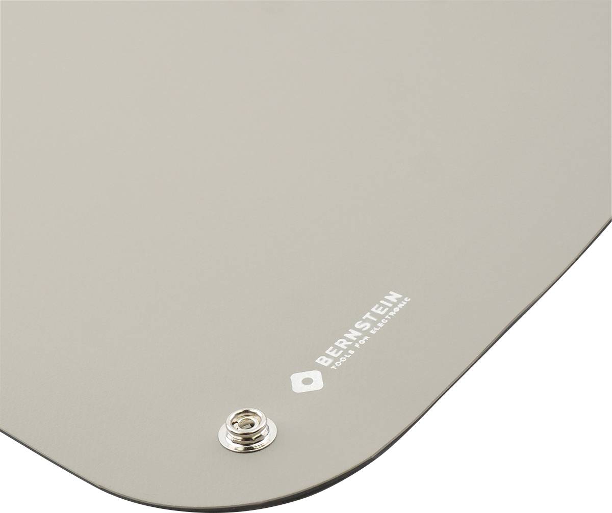 Grey metallic plate with a rounded edge and a push-button location at the bottom left. 'BERNSTEIN' logo visible in the corner.