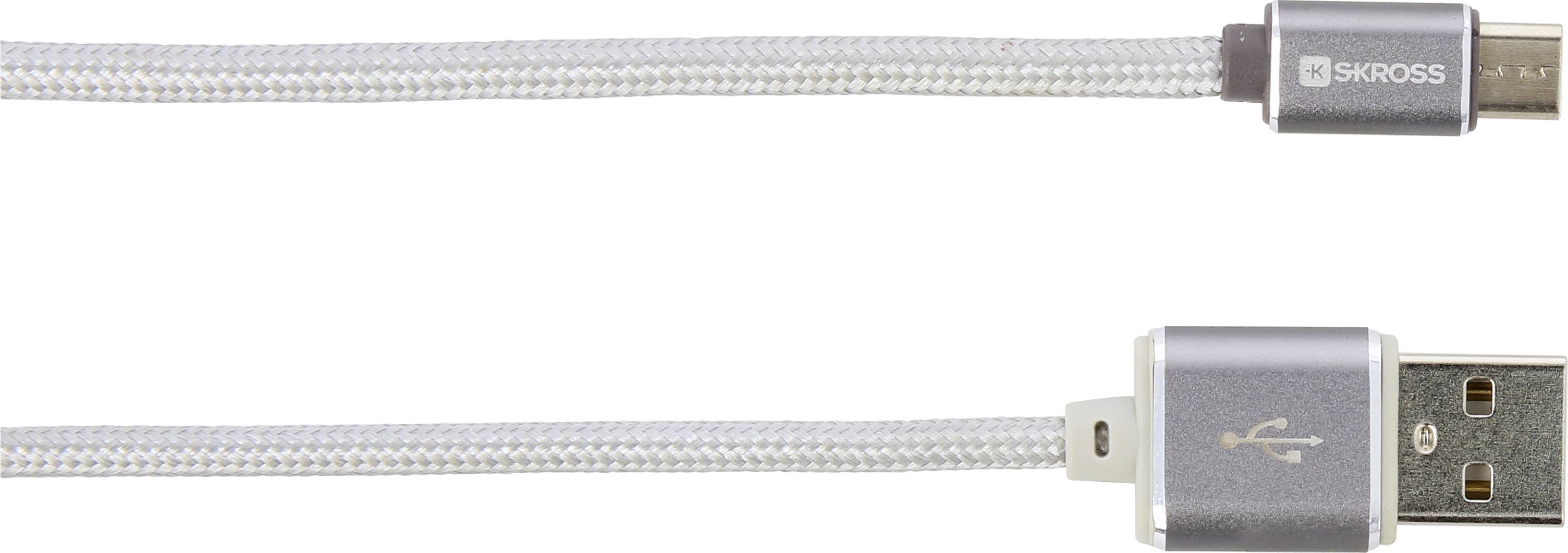 Skross USB cable USB 2.0 USB-A plug, USB Micro-B plug 1.00 m Silver 2700240