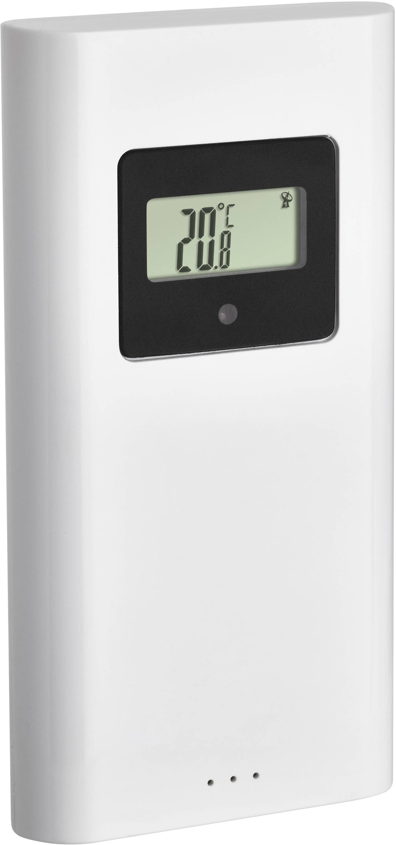 A white digital thermometer displays 20°C on its screen.