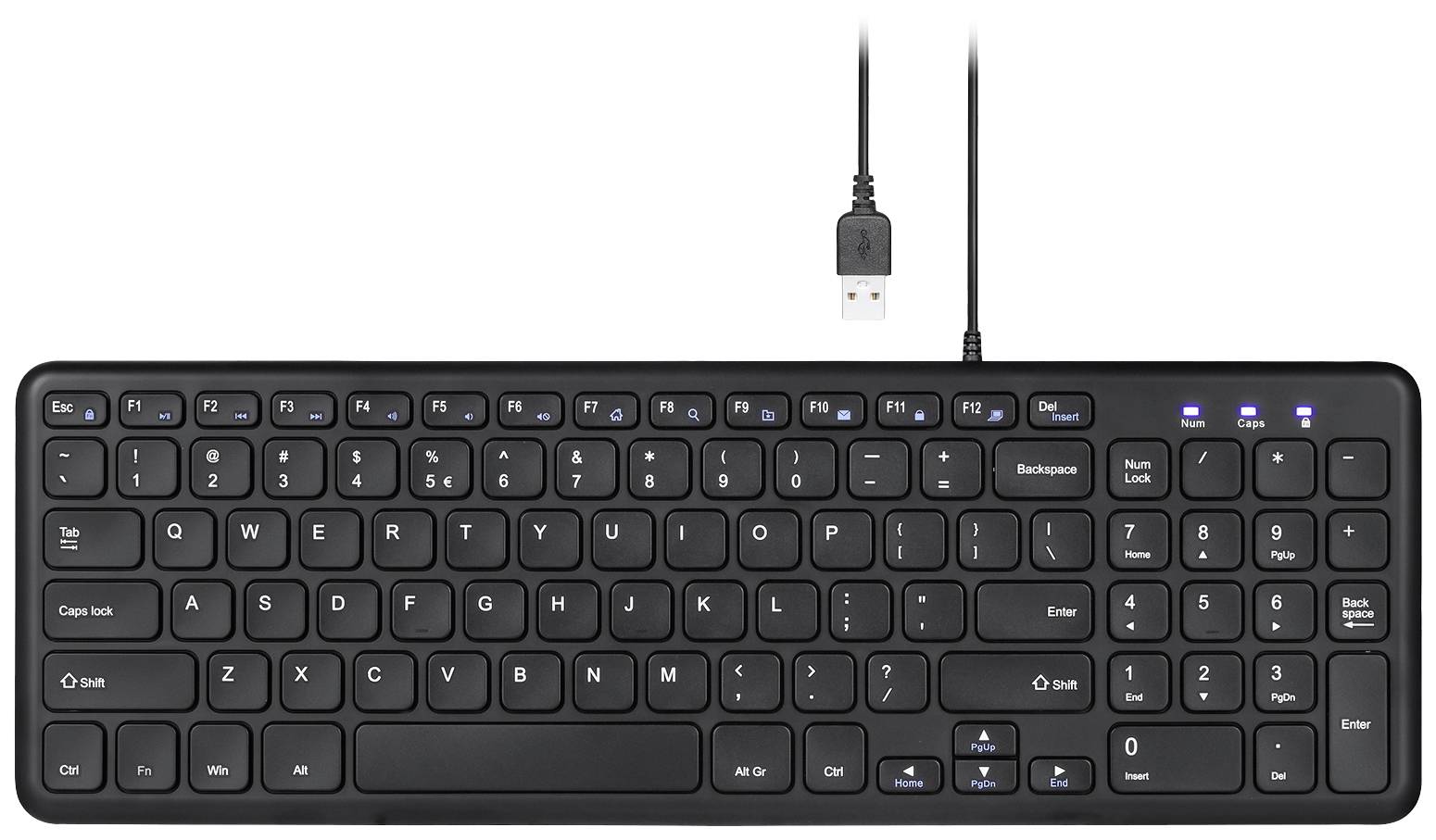 Perixx PERIBOARD-213 DE B USB Keyboard German, QWERTZ Black