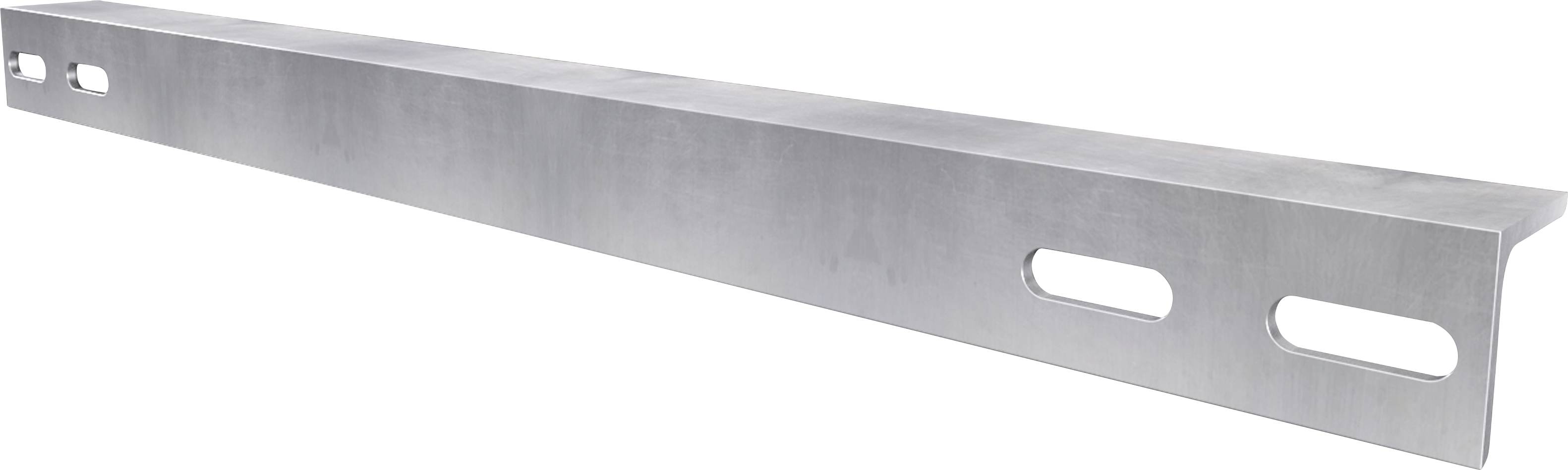 Metal angle with two oval holes on one side, suitable for construction or mounting purposes.