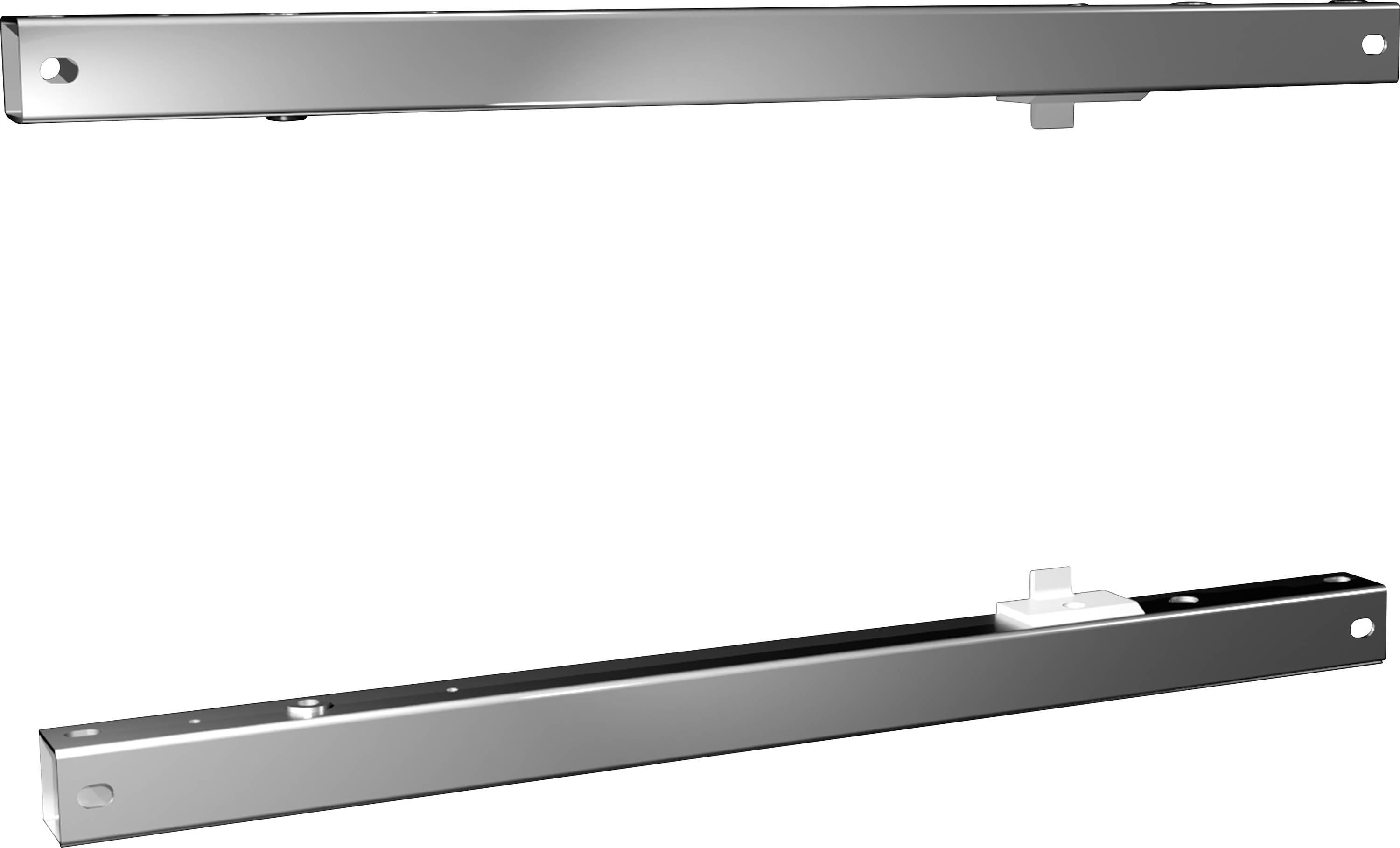 Two parallel metal struts with rail functionality, likely for furniture or device installation.