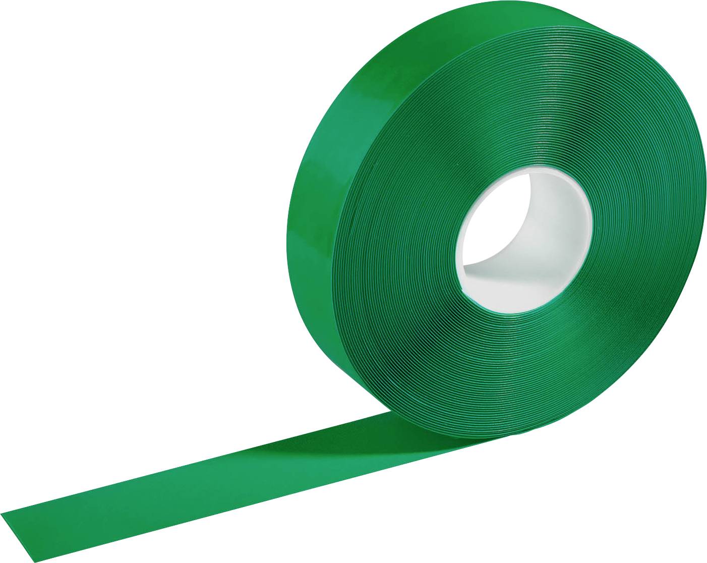 A roll of green adhesive tape, partially unrolled.