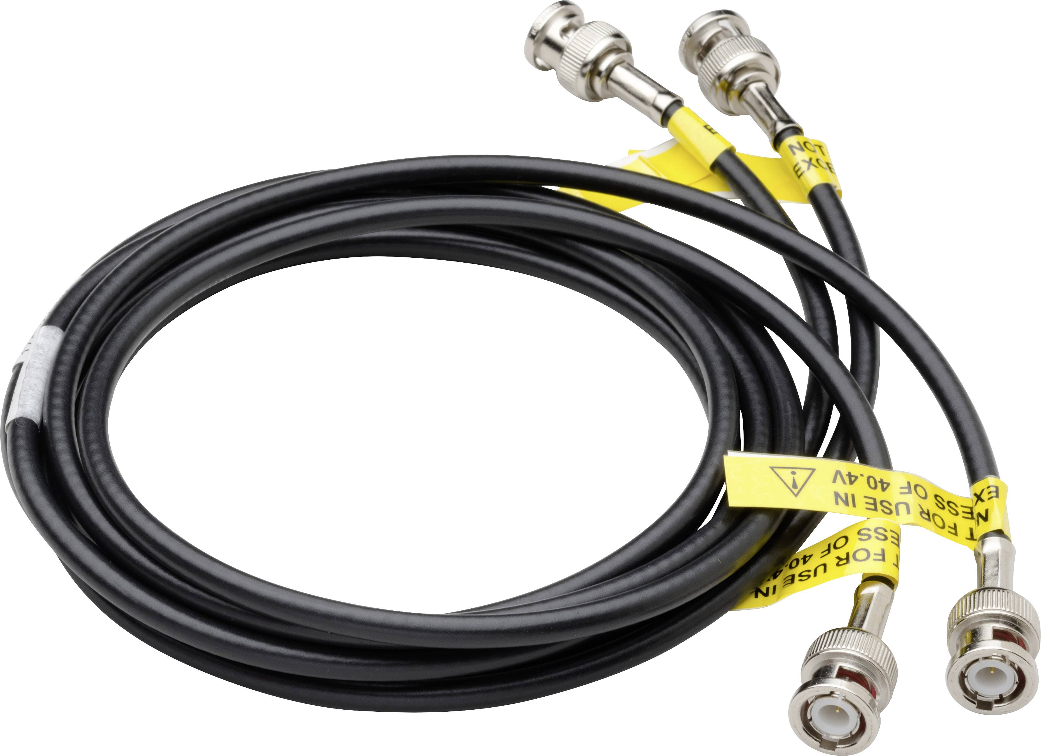 A coaxial cable with multiple connectors at both ends, suitable for electronic connections and signal transmission.