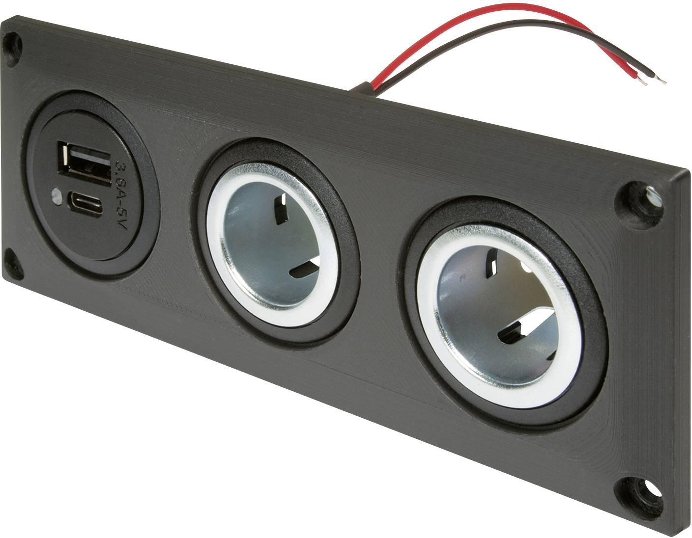 ProCar Mounted socket with USB-C/A double socket + 2 power sockets Max. load capacity=20 A 12 V, 24 V