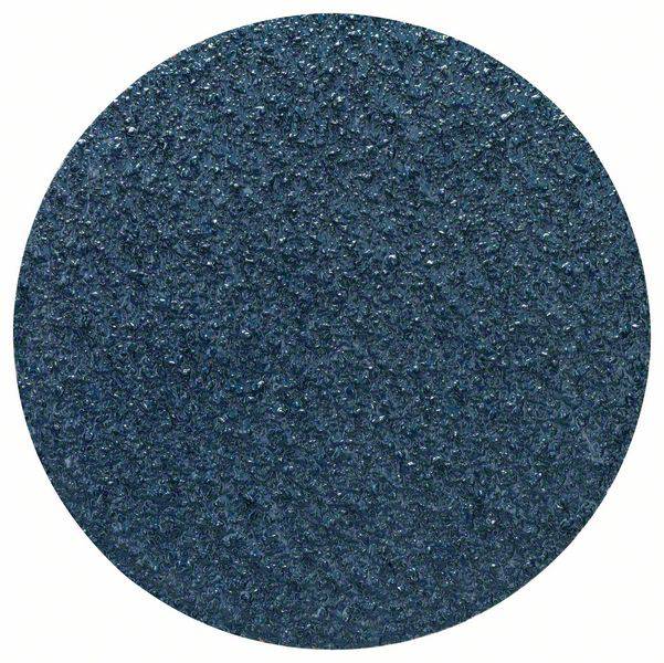 Close-up of blue sandpaper with a coarse grain, used for sanding surfaces.
