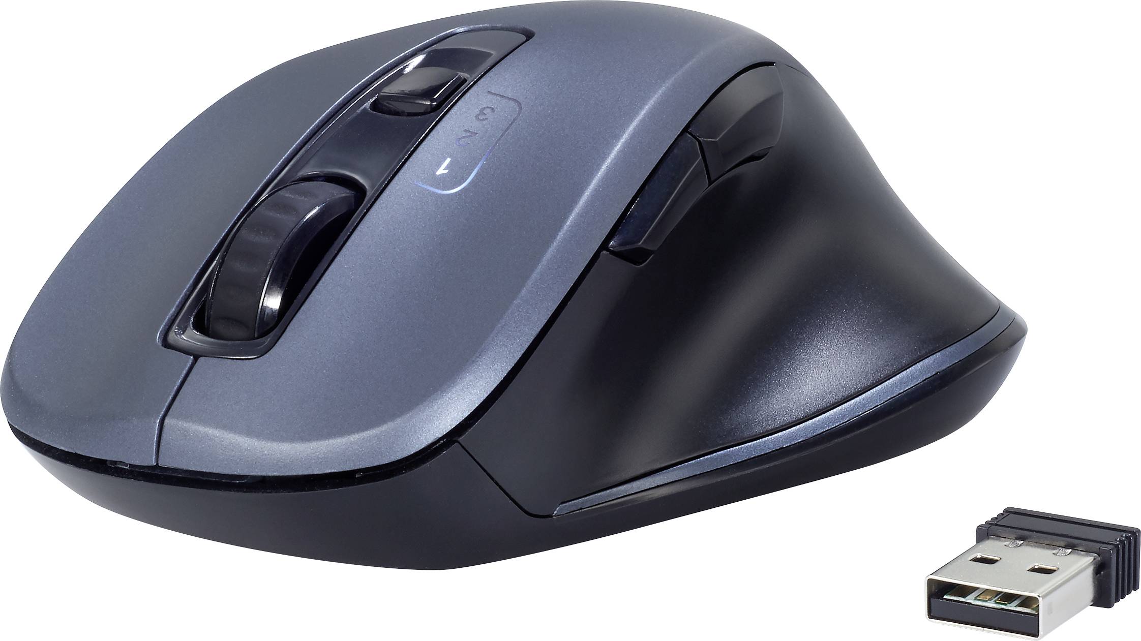 Renkforce Ergonomic mouse Bluetooth®, Radio Optical Grey 7 Buttons 1600 dpi Ergonomic