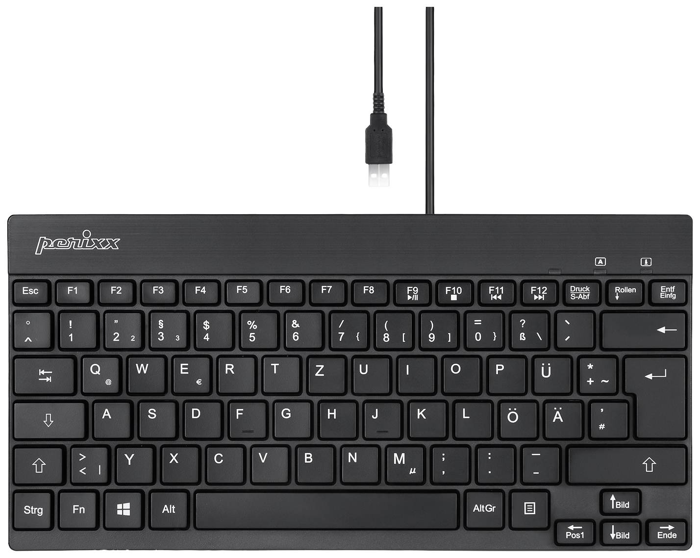 Perixx PERIBOARD-426 DE USB Keyboard German, QWERTZ Black