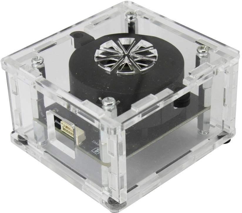 A transparent plastic cube houses a built-in fan with a USB connection.
