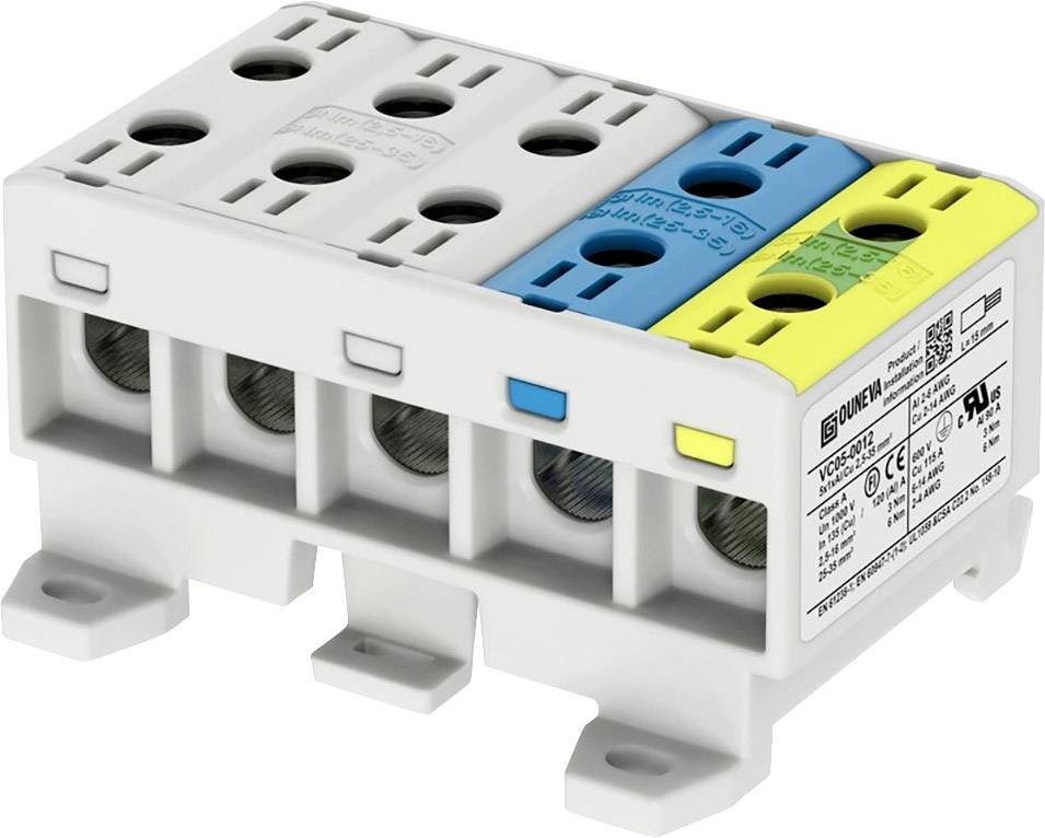 Ouneva Group VC05-0012 Distribution block Screws Grey, Blue, Yellow-green 1 pc(s)