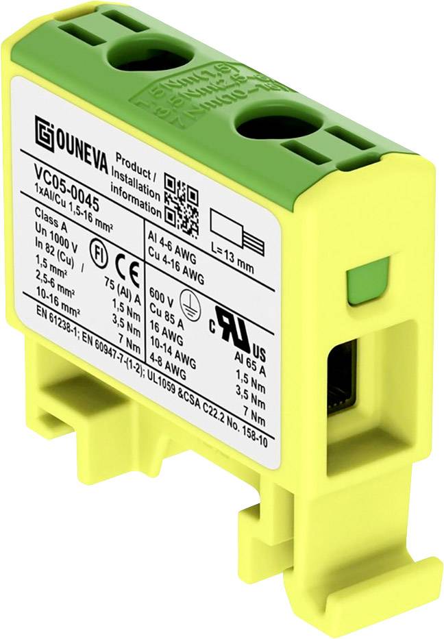 Ouneva Group VC05-0045 Distribution block Screws Yellow-green 1 pc(s)
