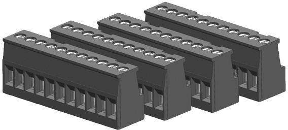 Four grey, rectangular connectors with vertical openings, arranged in two rows. Ideal for circuit board mounting.