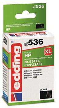 Edding Ink cartridge replaced HP 934XL, C2P23AE Compatible Black EDD-536 18-536