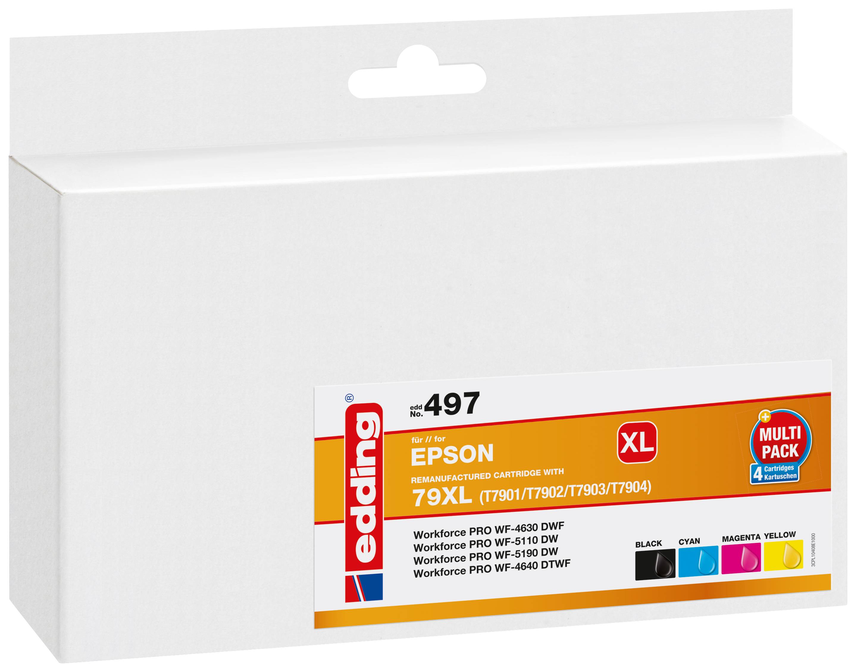 Edding Ink cartridge replaced Epson 79XL, T7901, T7902, T7903, T7904 Compatible Set Black, Cyan, Magenta, Yellow EDD-497 18-497