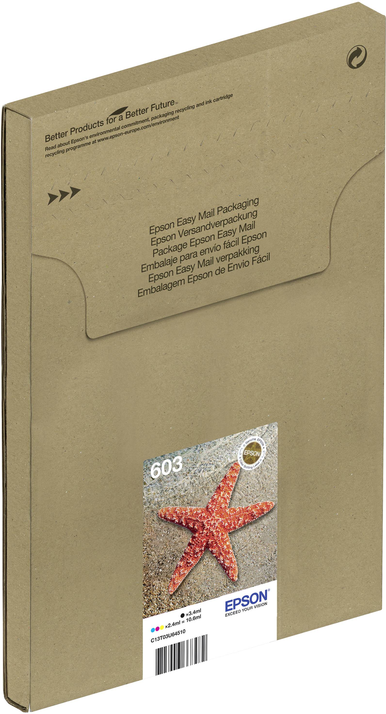 Epson Ink T03U6, 603 Easy Mail Packaging Original Set Black, Cyan, Magenta, Yellow C13T03U64510
