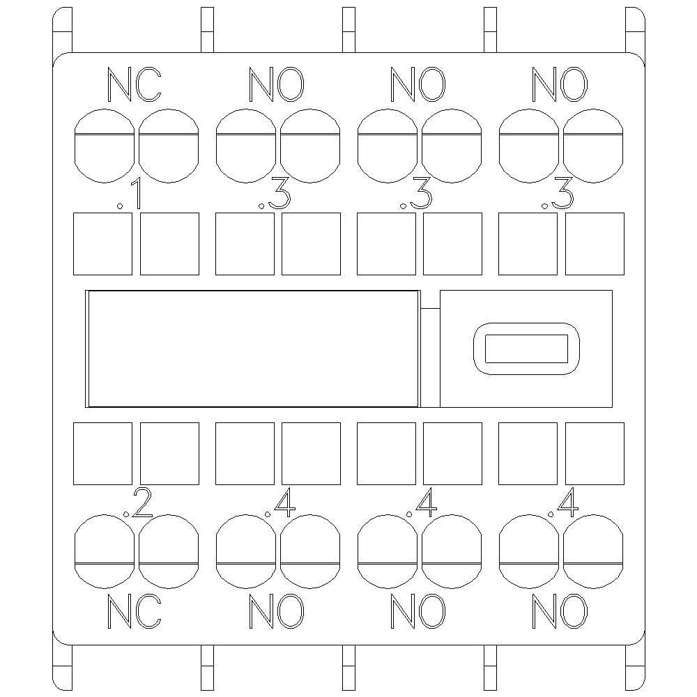 Schematic of an electrical circuit diagram with multi-pole connections. Symbols for 'NC' and 'NO' typically indicate normally closed/normally open contacts.