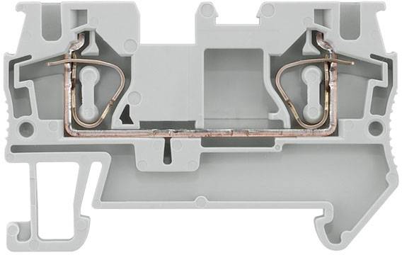 Grey-orange cable connector in close-up. Shows internal wiring and connecting elements.