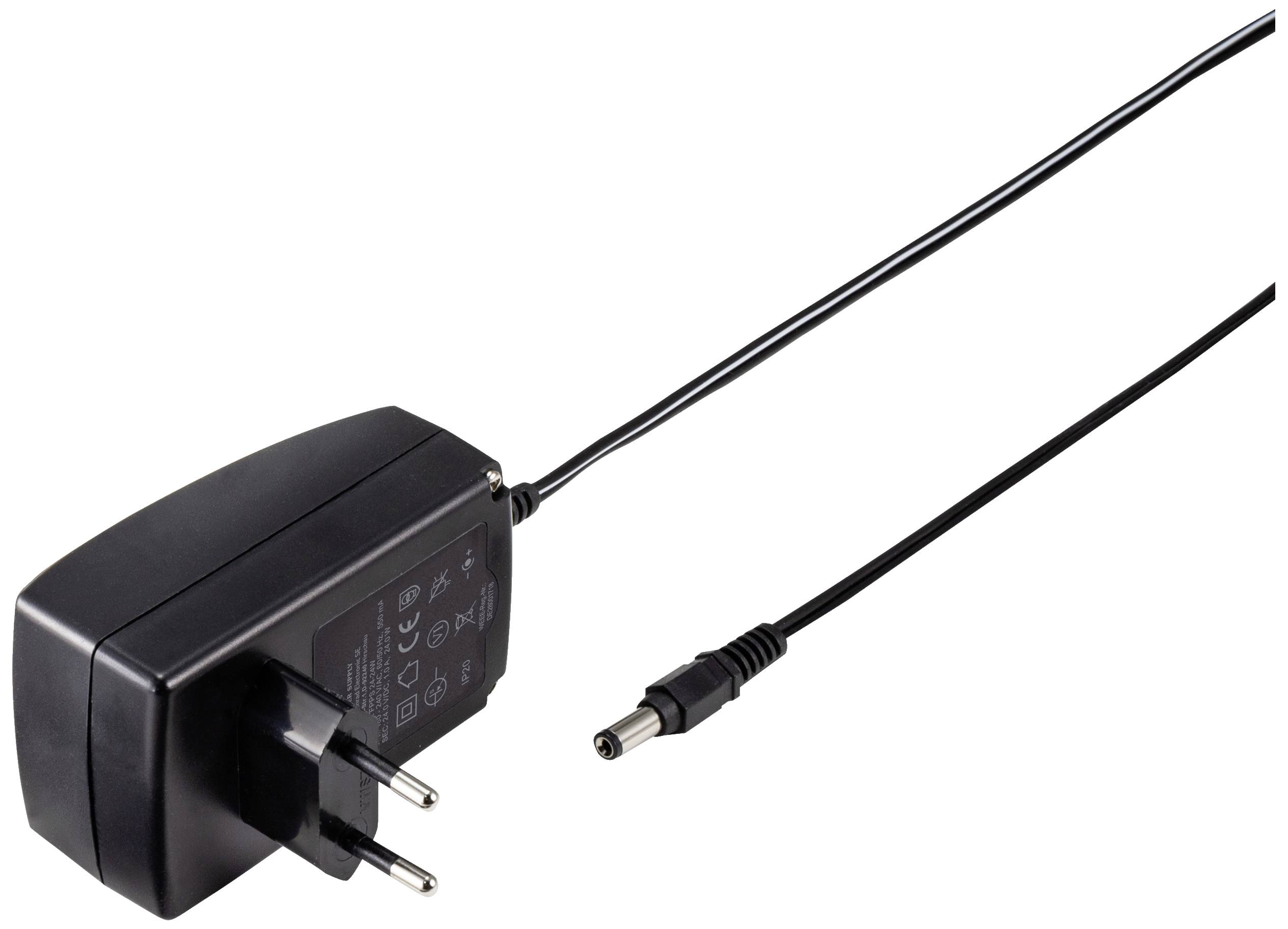Power supply with EU plug and power cable, suitable for charging electronic devices.