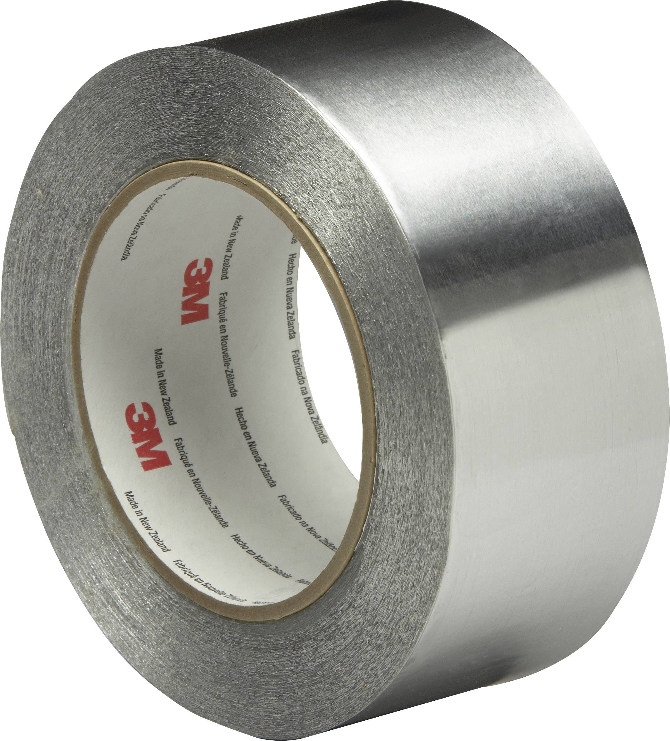 Aluminium adhesive tape roll, silver and shiny, with the red '3M' logo visible on the inside of the core.